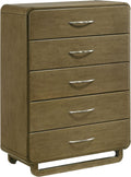 Coaster Home Furnishings - Amsbury - Wood - 5-Drawer Chest with Matte Nickel Hardware, Metal Glides and Curved Handles - Transitional - Bedroom - Nutmeg - 224275