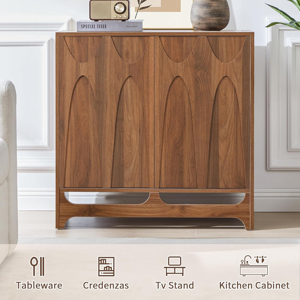 Bifins Sideboard Buffet Cabinet with Storage, 31.5' Mid Century Modern Storage Cabinet with Adjustable Shelf and 2 Doors for Dining Room, Living Room,Entry