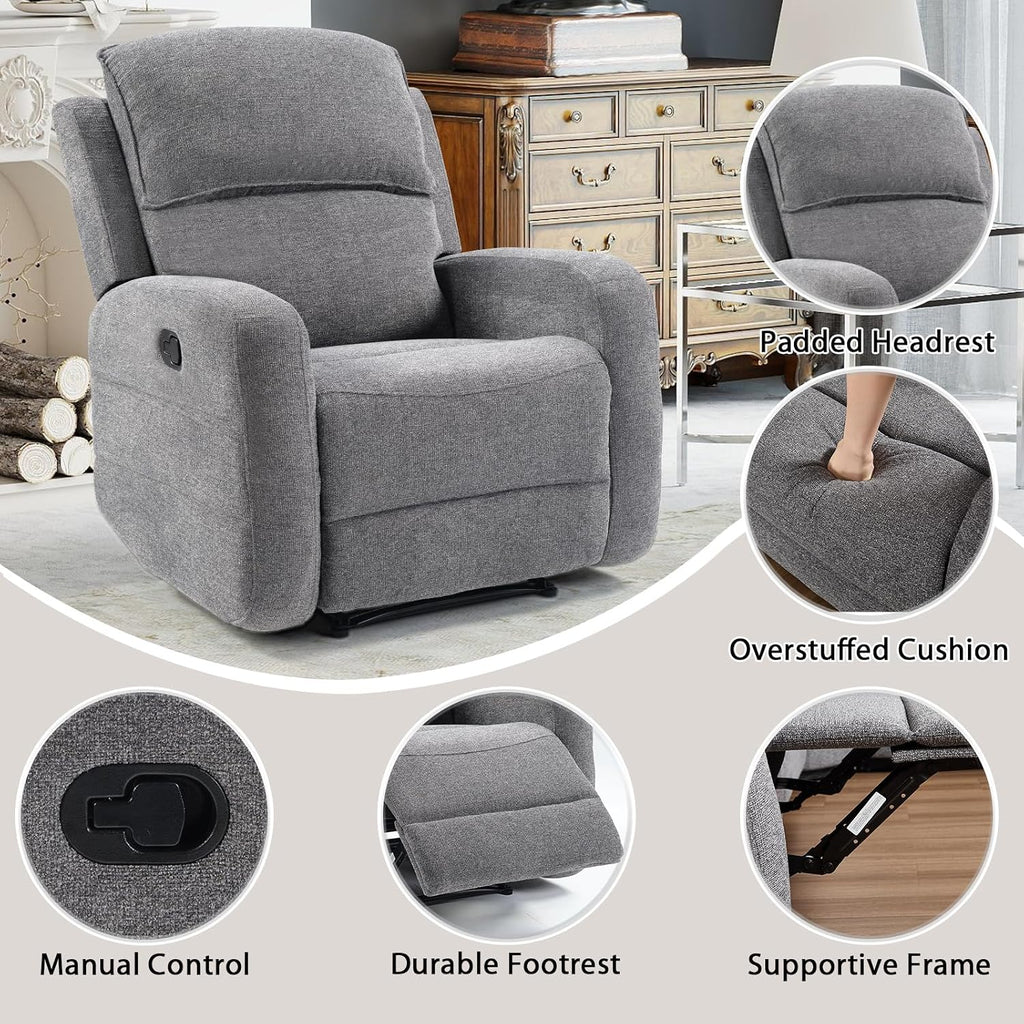 EBELLO Manual Living Room Furniture Reclining Couch Set, Soft Fabric Recliner Chair and Loveseat Sofa Couch for Meeting Room, Overstuffed Backrest(Recliner+Loveseat)