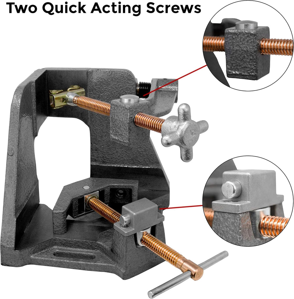 3-Axis Fixture Vise with Quick Acting Screw, Two Stand-Offs, Swing Away Arm with 3.75-Inch Miter Joint, 2.45-Inch T-Clearance - WAC35-SW, Strong Hand