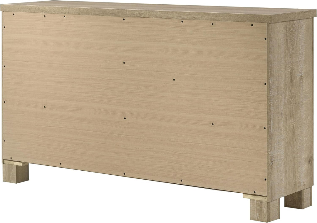 Coaster Home Furnishings - Oakglen - Engineered Wood - 6-Drawer Dresser with Rustic Style, Dark Bronze Handles, Rectangular Shape - Bedroom - Weathered Oak - 225103