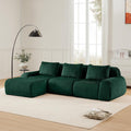 KEIKI 114' Oversized 3-Seater Boneless Couches for Living Room, Compact Modular Sectional Velvet Sofa, Deep Seat Cozy Foam Lounge Couch No Assembly for Apartment Space, Modern Comfort Design, Green