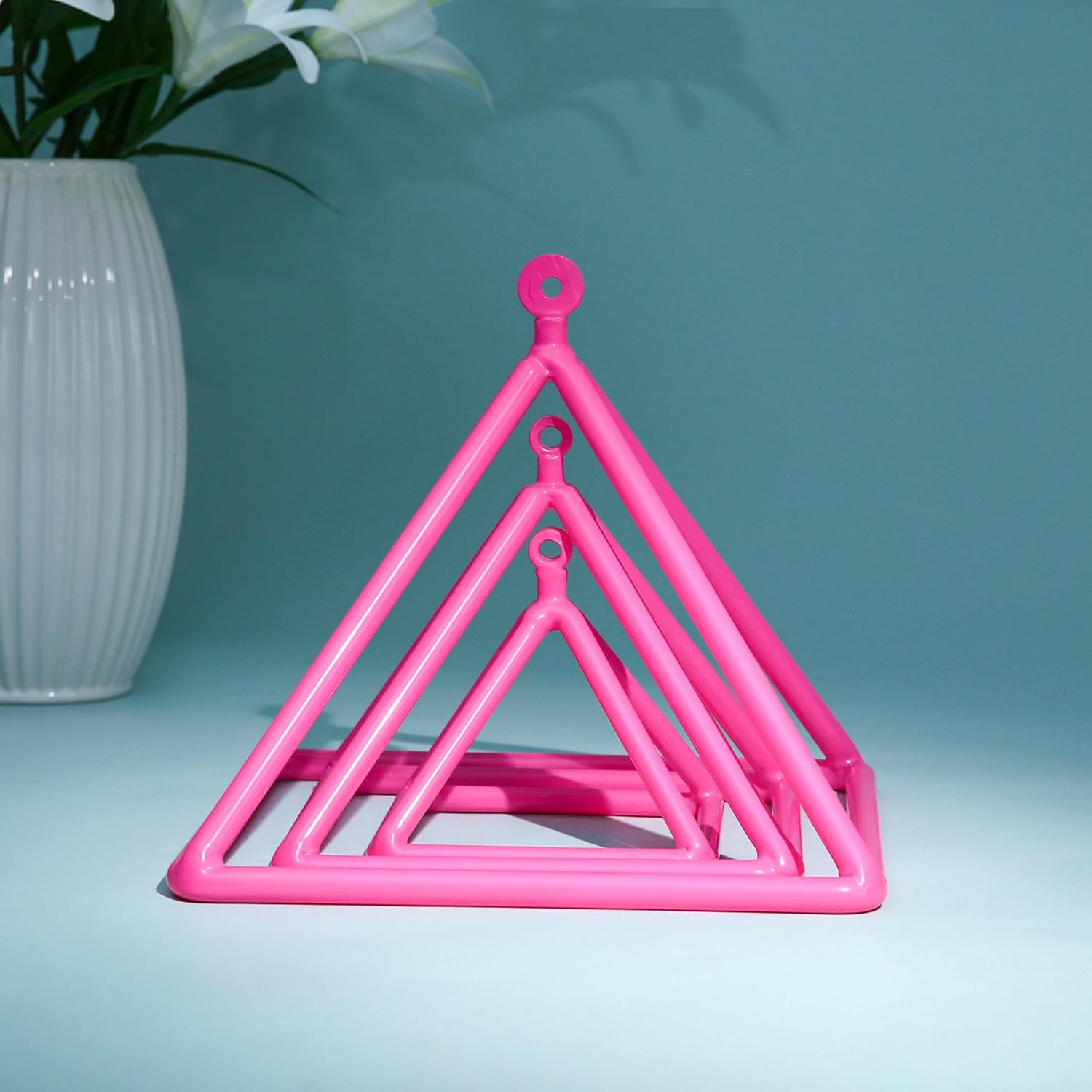 TOPFUND 10 inch Pink Crystal Singing Pyramid with Synthetic Leather Carrying Case and Quartz Suede Mallet