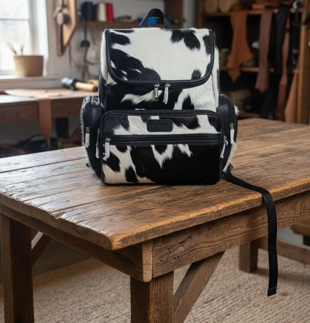 Leather Cowhide Backpack | Traveling Backpack Leather is for both Men and Women Special designed for, sports, Gym, black and white