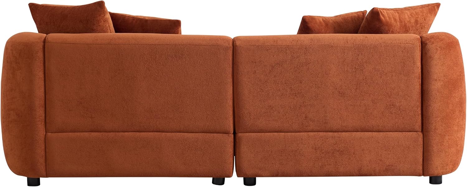 Christopher Knight Home Taliyah 87' Cozy Velvet Upholstered Lounge Sofa, 3-Seater Curved Home Sofa Living Room with 4 Pillows, Sturdy Wooden Frame Lounge Chair Indoor, Couch with Thick Cushion, Orange