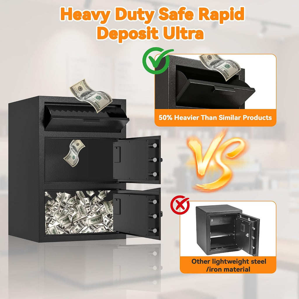 KAER 9.5 CuFt Drop Safe for Business, Cash Safe with Drop Slot, 116 lbs Heavy Duty Money Safe Box with Deposit Slot, Anti-Theft Safety Boxes for Home Floor Safe, Quick Access Digital Keypad Keys