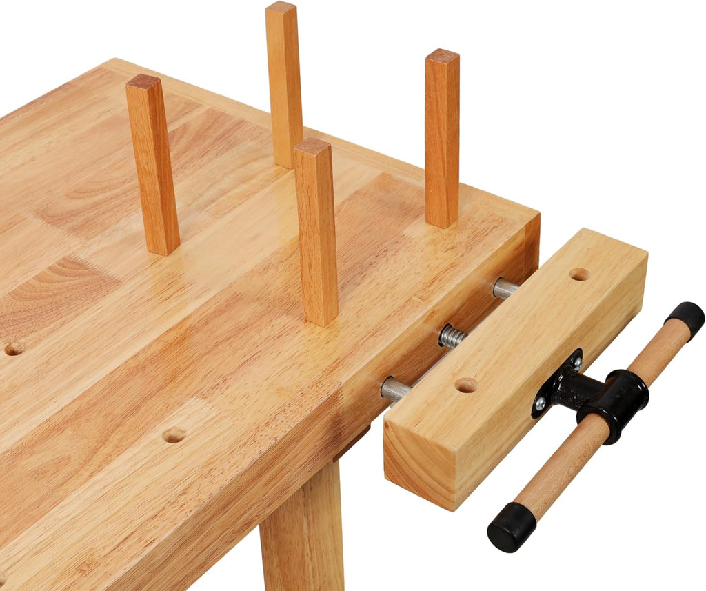 Montary 40' Wood Workbench, Heavy Duty Woodworking Bench with Adjustable Handle, 330Lbs Load Capacity Woodworking Table Work Bench for Garage, Workshop, Home Storage