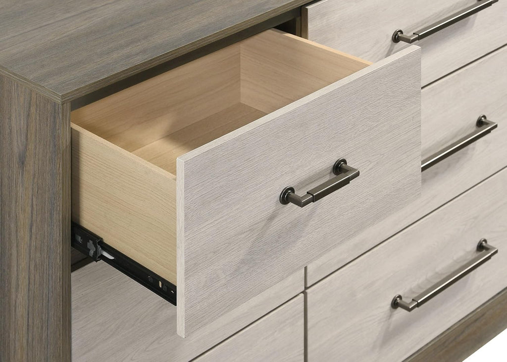 Coaster Home Furnishings - Fenwick - Engineered Wood - 9-Drawer Dresser with Contemporary Style, Two-Tone Design, Hidden Jewelry Drawer, Antique Nickel Handles - Bedroom - Grey Oak - 224983