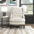 Lexicon Living Room Accent Chair, Textured Fabric Upholstered Reading Chair, Button-Tufted, High Wingback for Living Room/Bedroom/Office, Beige