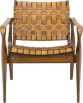 Safavieh SFV9005B Home Collection Dilan Leather Brown & Light Brown Safari Accent Chair Light