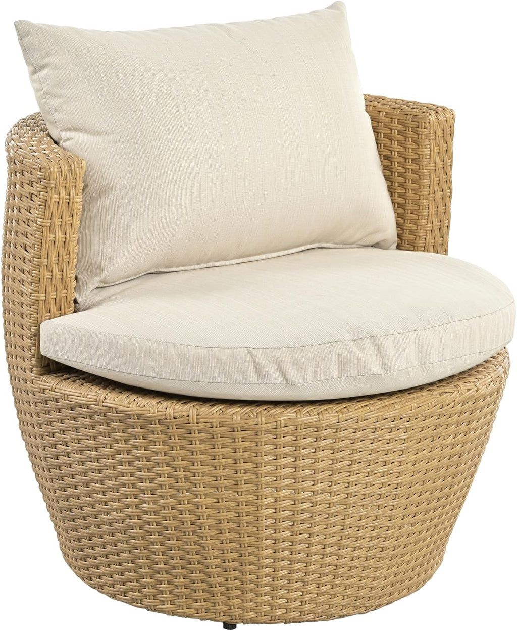Christopher Knight Home Dessa Patio Conversation Set, Wicker Rattan Club Chairs, Wicker End Table, Accent Chair with Cushions, Mirror Table Top, Conversation Set for Backyard Poolside, Light Brown