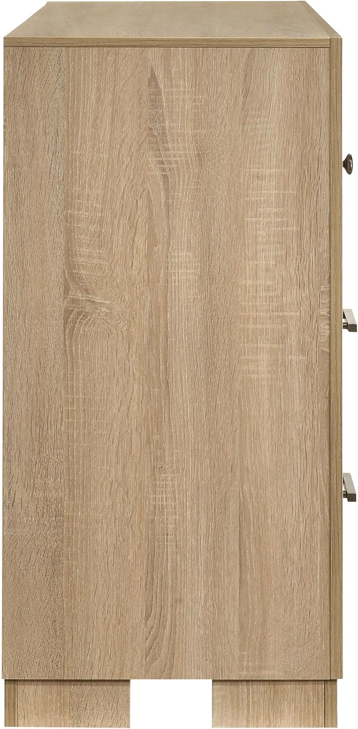 Coaster Home Furnishings - Arielle - Wood - 6-Drawer Dresser with Transitional Style, Scratch-Resistant Laminate, Metal Glides and English Dovetail - Bedroom - Light Oak - 223113