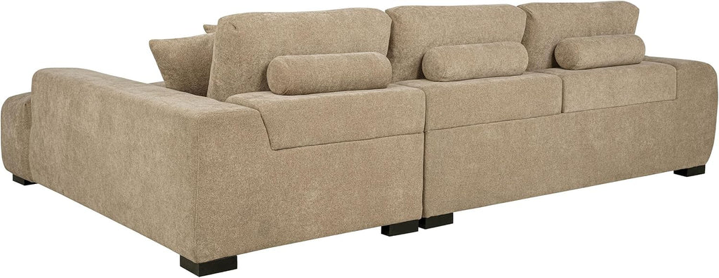 Coaster Home Furnishings - Octavia - Fabric - Upholstered Sectional Sofa with Chaise, Grid Tufting and Accent Pillows - Living Room - Camel - 509961