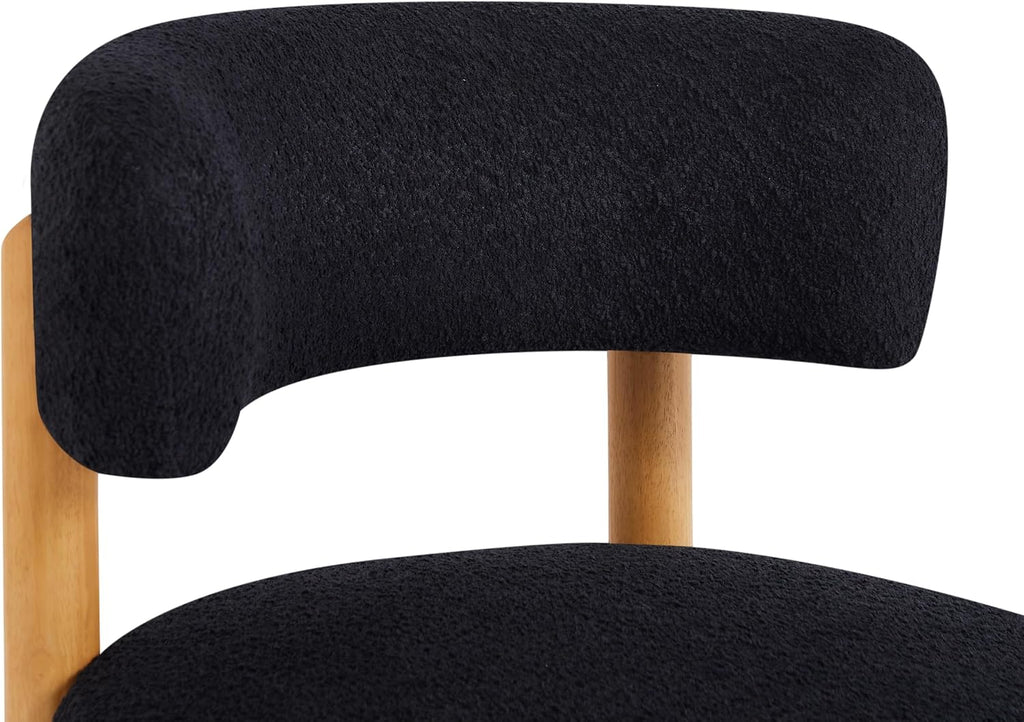 Christopher Knight Home Eloise Modern Accent Chair Set of 2, Boucle Upholstered Lounge Chair Indoor with Wooden Frame, Comfy Reading Chair for Bedroom, Black+Natural