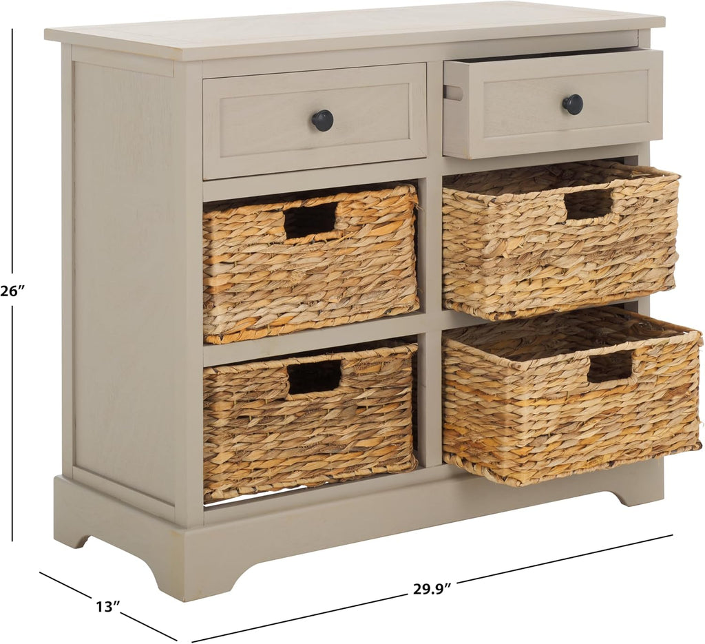 SAFAVIEH Furniture - Herman 2-Drawer Storage Unit - Vintage Grey - Solid Wood - Classic Storage Design - Ideal for Living Room, Entryway, Home Office, 29'W x 13'D x 27.5'H - Fully Assembled (AMH5702A)