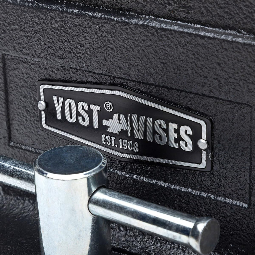 Yost HD800-C Heavy Duty 8-Inch Mechanics Work Bench Vise | Heavy Duty Woodworking & Metal Work Table with Secure Grip Swivel Base | 60,000 PSI Casting Iron Material with Extra-large Anvil Surface
