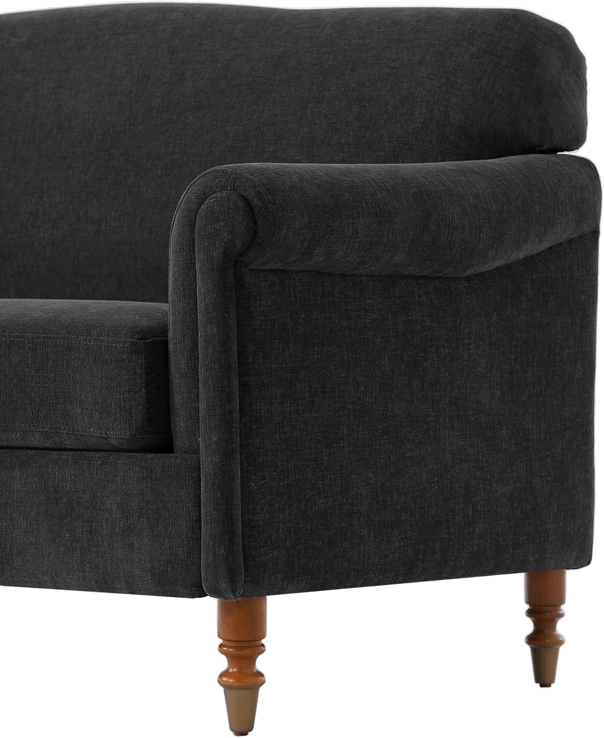 Christopher Knight Home Sola 77.5'' Modern Chenille Upholstered Loveseat Sofa with Rolled Armrest and Rubberwood Frame, 2-Seater Home Sofa Living Room, Comfy Couch for Hotel/Apartment, Dark Grey