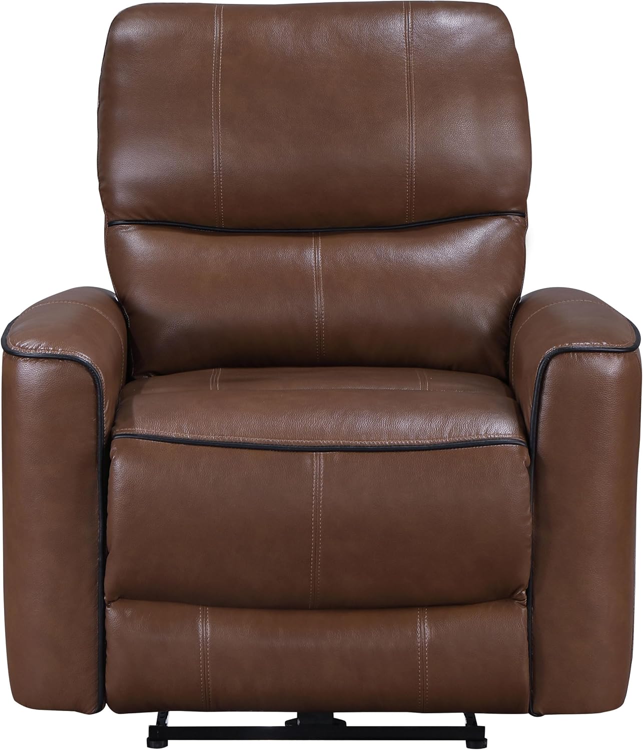 Coaster Home Furnishings - Greenfield - Faux Leather Upholstered Power Recliner Chair with Power Reclining, USB Port, and Channel Tufting - Living Room - Saddle Brown - 610266P