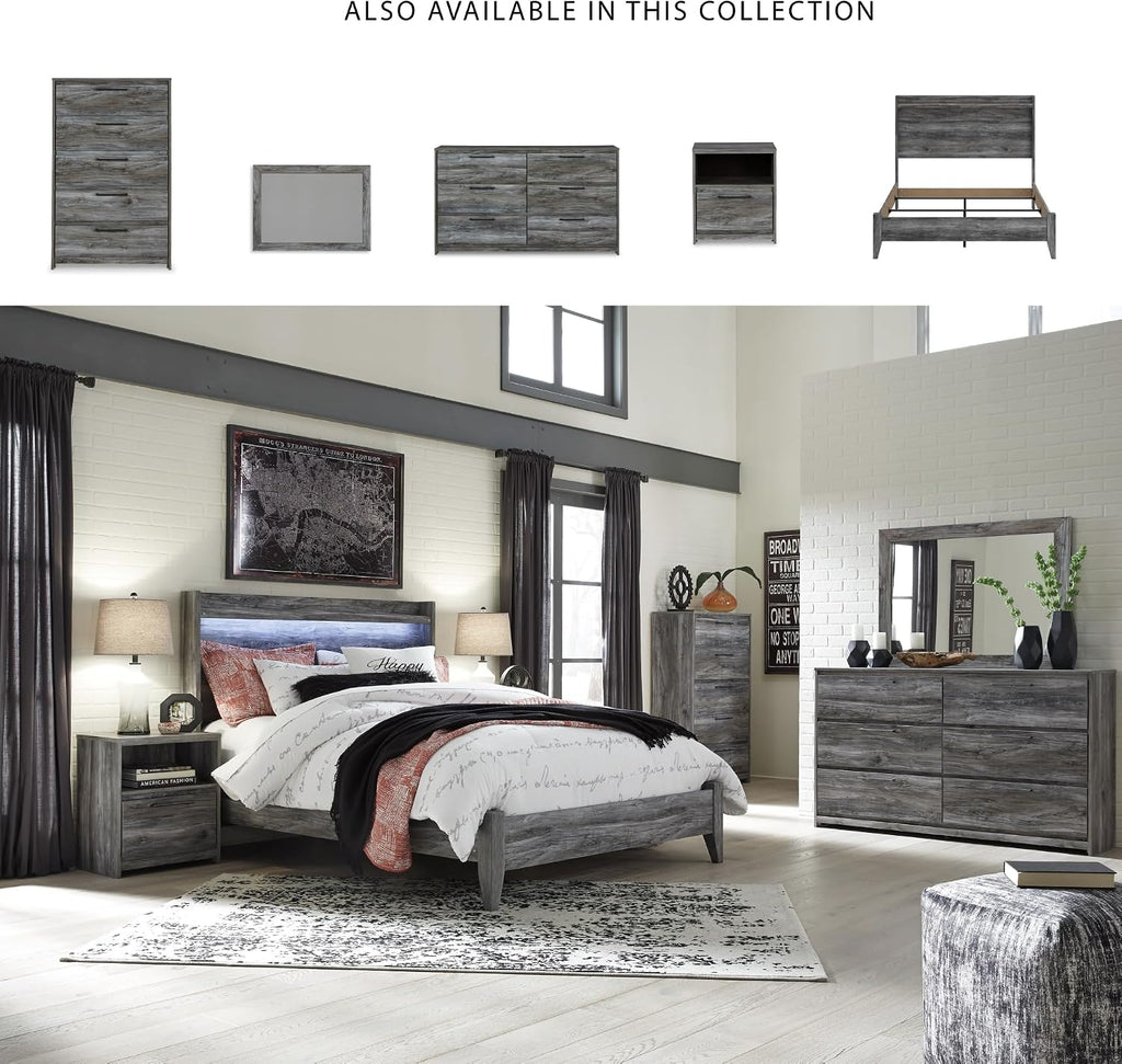 Signature Design by Ashley Baystorm Rustic Coastal 6 Drawer Dresser, Smoky Gray