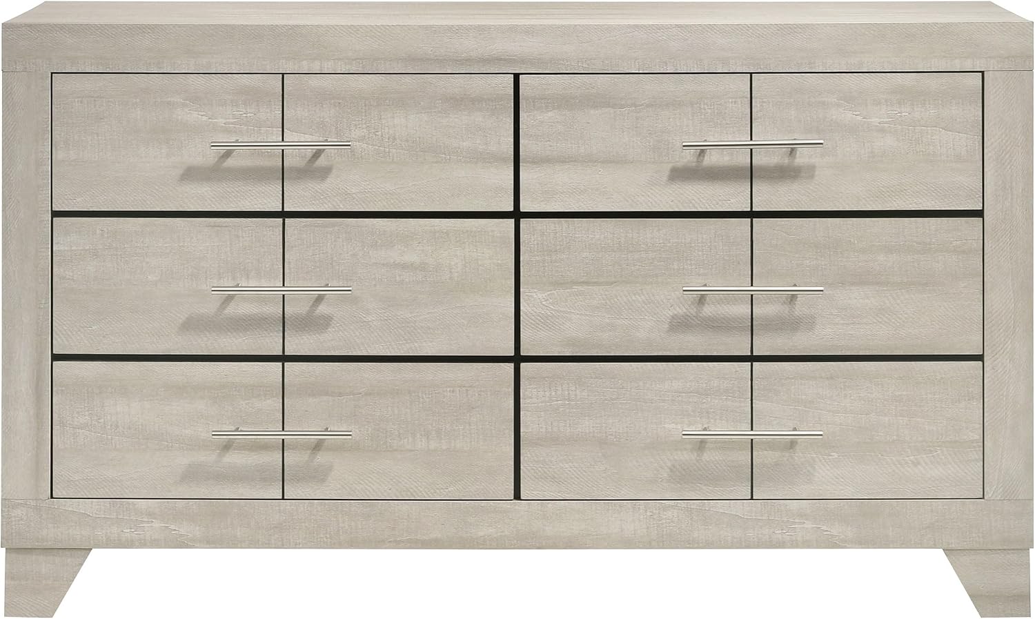 Coaster Home Furnishings - Trenton - Engineered Wood - 6-Drawer Bedroom Dresser with Contemporary Style, Nickel Handles, English Dovetail Joinery - Bedroom - Rustic Cream - 225063