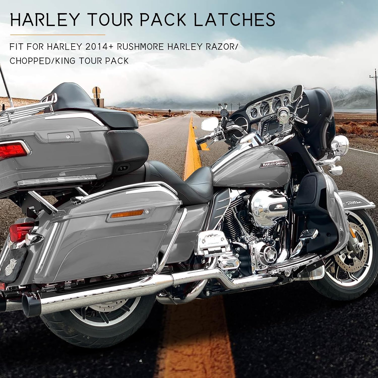 Tour Pack Latches Charcoal Pearl,Tour Pack Trunk Lid Latch with Keys Fit for Harley Touring/Road King/Road Glide/Street Glide/Electra Glide/Ultra-Classic 2014+