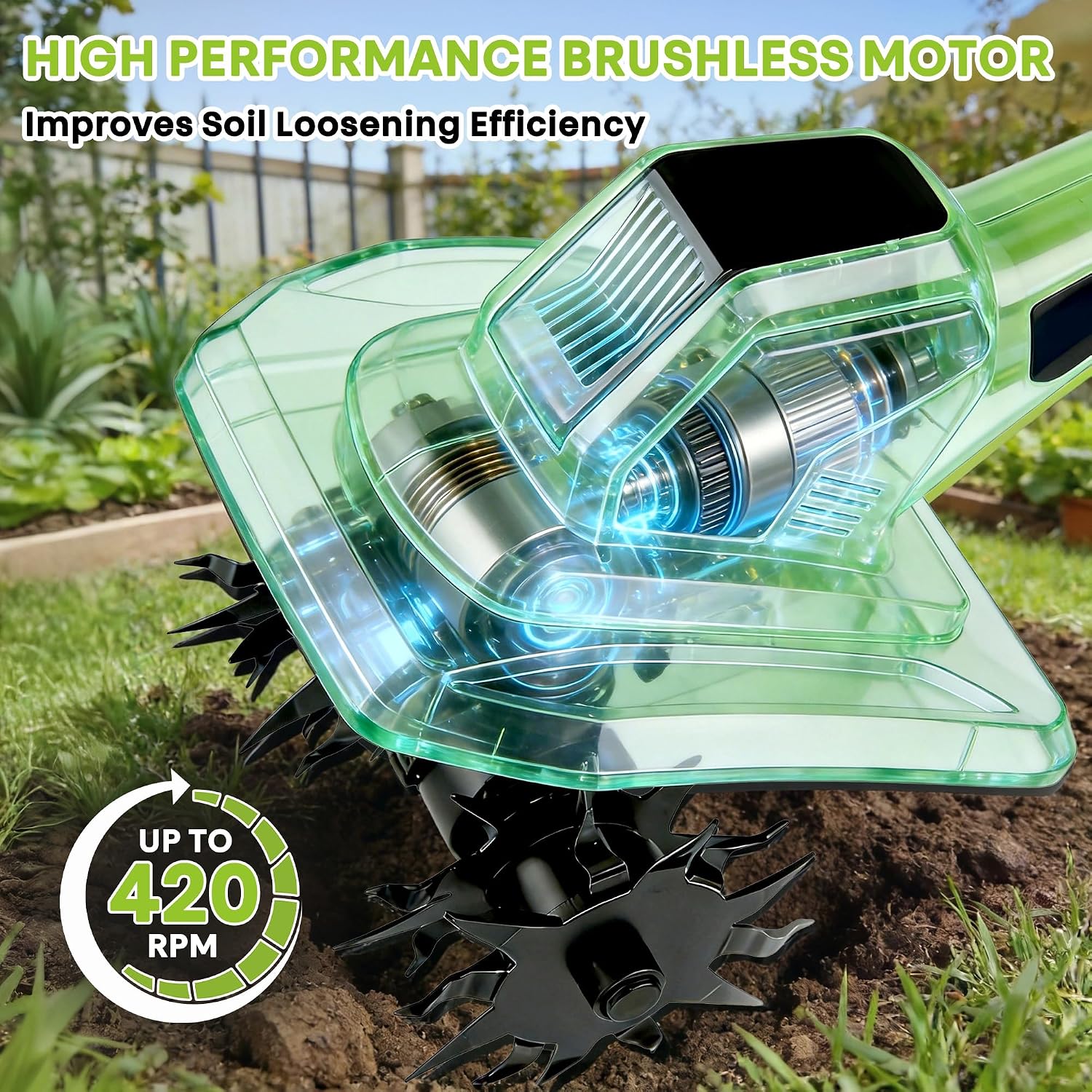 Cordless Electric Tiller for Gardening with 2 x 4.0AH Batteries, 9' Width & 6.7' Depth, 48 Steel Tines, Lightweight Rototiller for Soil Cultivation/Lawn, Gardening Gifts for Parents, Seniors