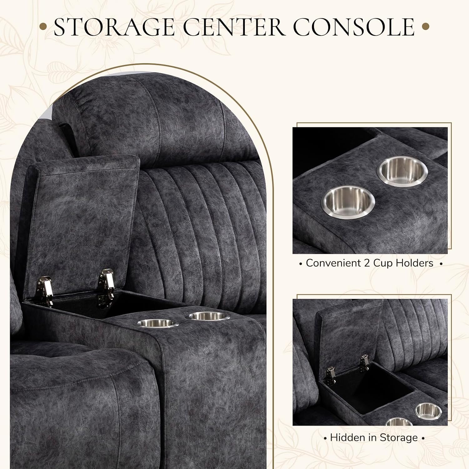 Power Reclining Loveseat with Zero Gravity, Adjustable Headrest, Electric Reclining Loveseat with Console, USB/Type-C Ports, Power Loveseat Recliner Sofa for Living Room (Grey, Loveseat)