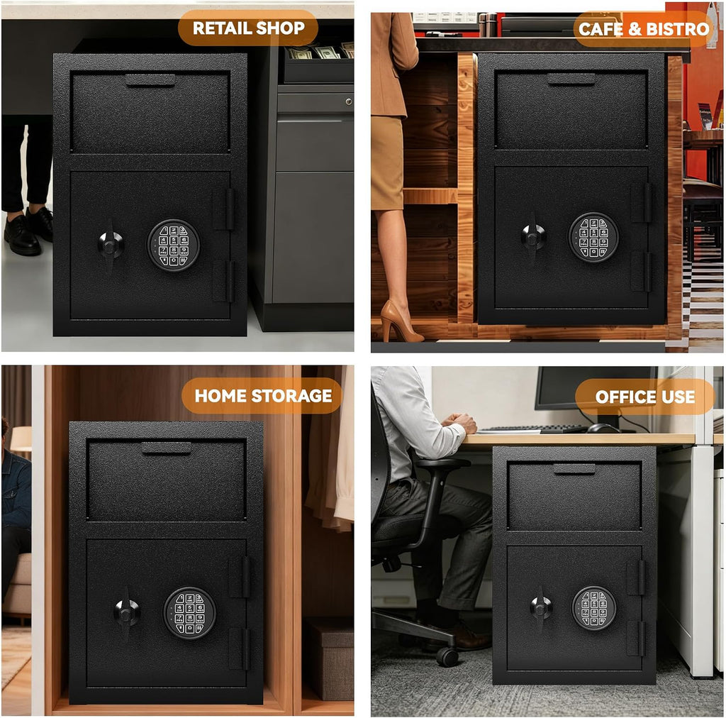 KAER 2.6 CuFt Drop Safe for Business, Cash Safe with Drop Slot, 53.8 lbs Heavy Duty Money Safe Box with Deposit Slot, Anti-Theft Safety Boxes for Home Floor Safe, Quick Access Digital Keypad Keys