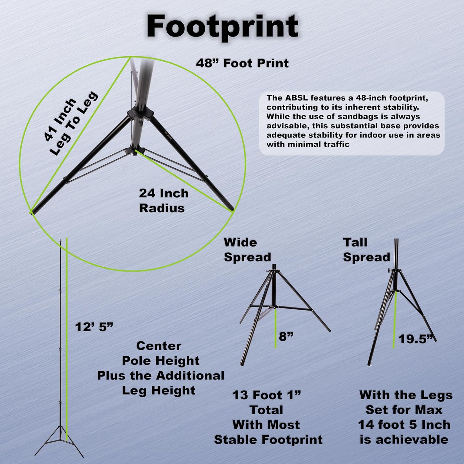 Ravelli ABSL Heavy Duty Photo Video Backdrop Stand Extra Large at 13' Tall and 15' Wide Also can be Dual Air Cushioned 13' Light Stands or use for Banner, Balloon Arch, Projector Screen, Room Divider