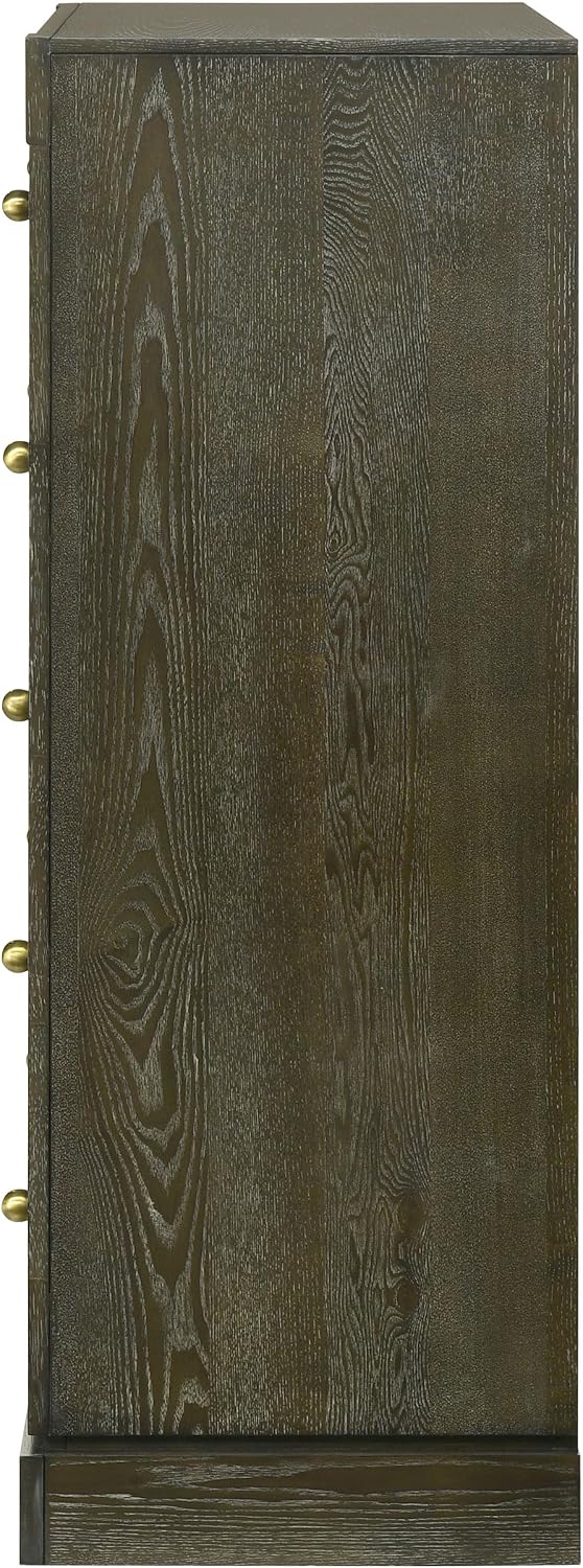Coaster Home Furnishings - Gran Park - Wood - 5-Drawer Chest with Brass Knobs, Felt-Lined Top and Metal Ball-Bearing Glides - Modern Classic - Bedroom - Dark Cocoa - 224935