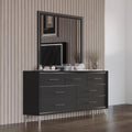 New Classic Furniture Ava 2-Piece Wood Dresser and Mirror Set, Ebony Black