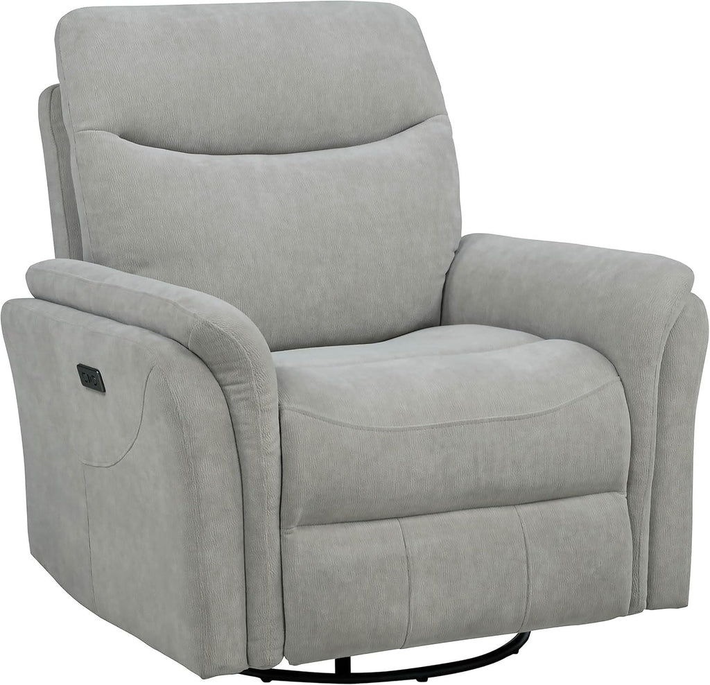 Coaster Home Furnishings - Adler - Upholstered Power Swivel Glider Recliner with Built-in Control Panel, Dual USB Ports, Foam Cushion and Transitional Style - Living Room - Ivory - 610423P