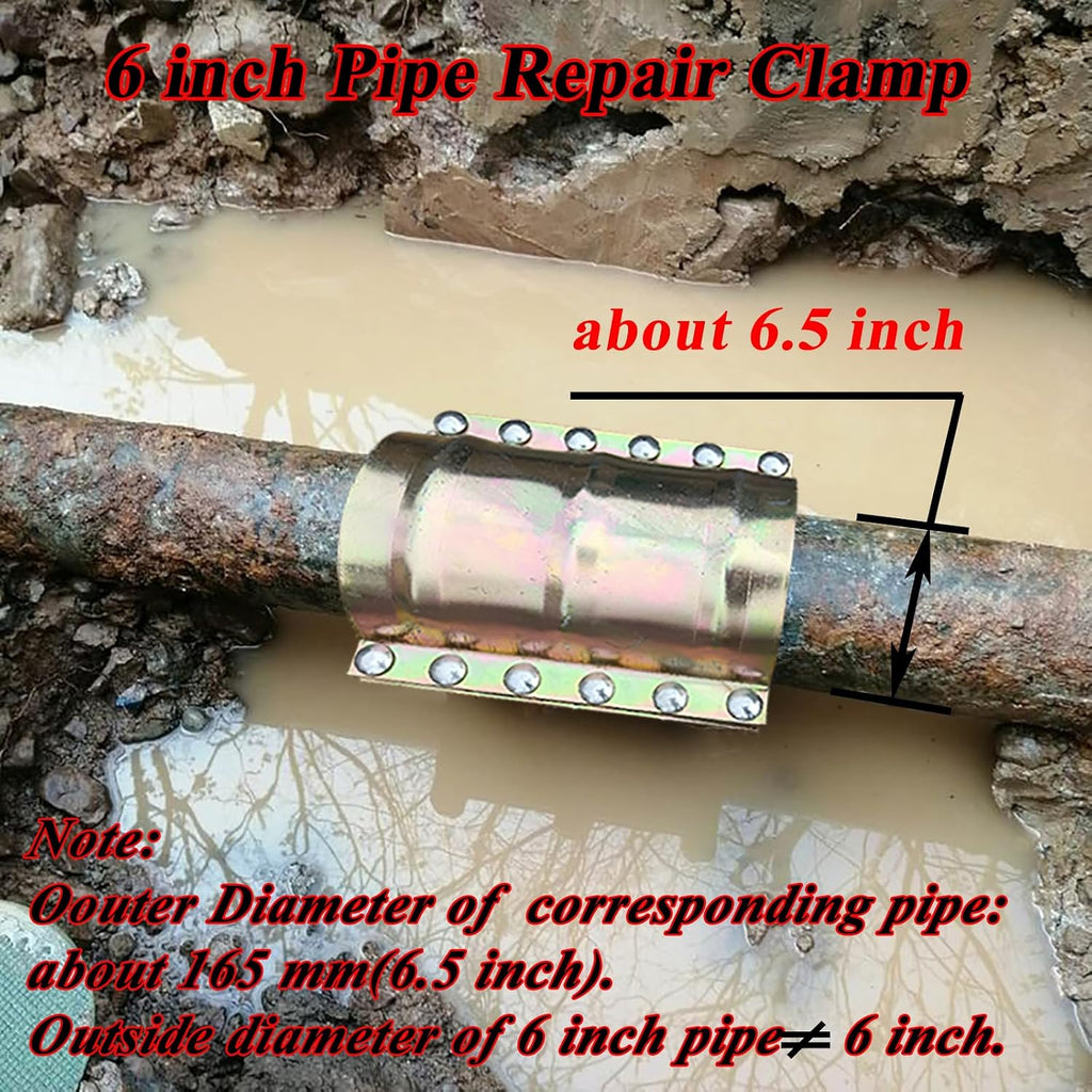 Water Pipe Repair Clamp for 6 inch Pipe(OD of The Applicable Pipe is About 6.5 inch),Leak Sealer for Pipes and Plumbing,Length 11.6 inch,Suitable for PE,PPR,Iron and Steel Pipes