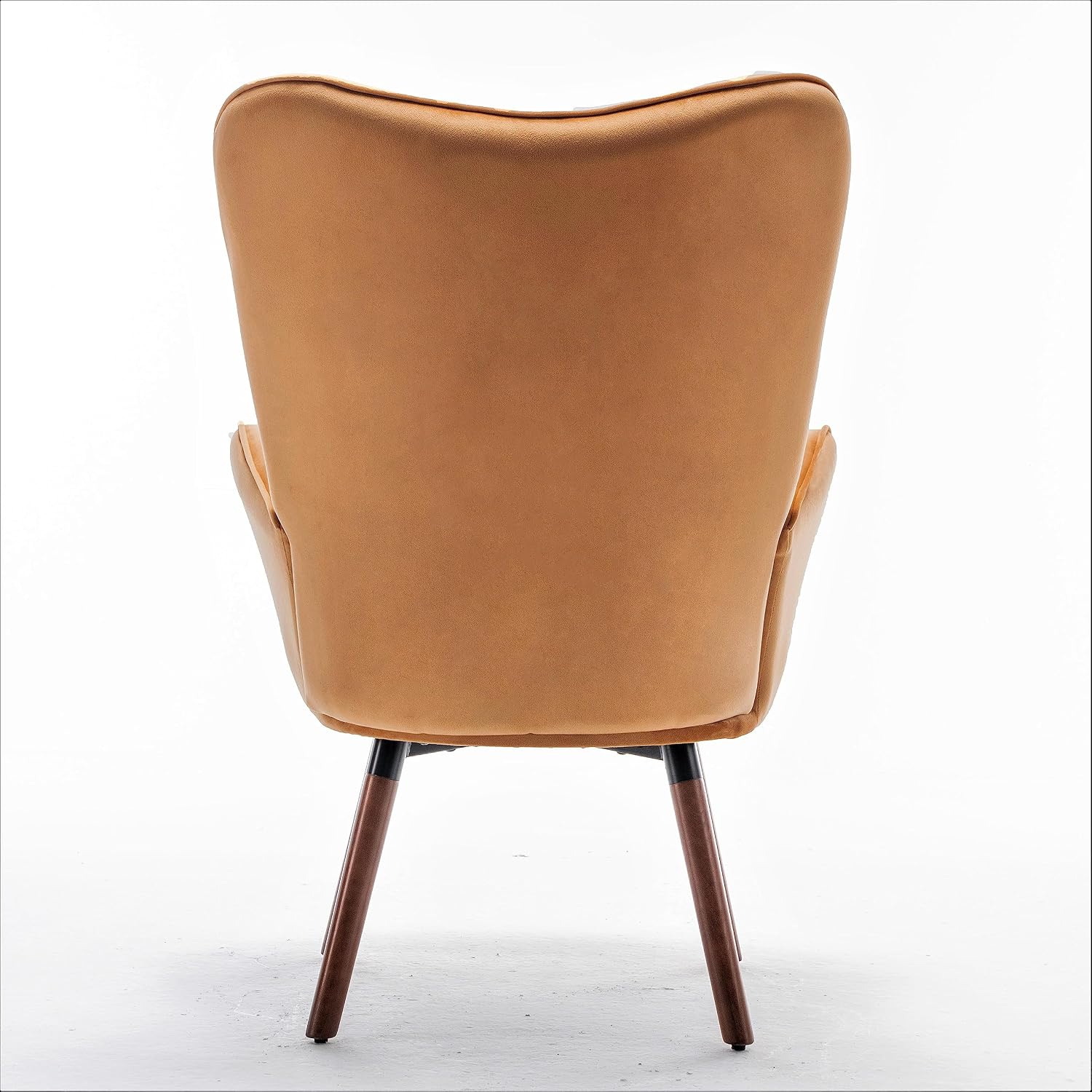 Container Furniture Direct Chic Accent Arm Chairs for Living Room, Bedroom, or Home Office, Button-Tufted Midcentury Armchair with Wingback Design and Splayed Legs, Mustard Yellow