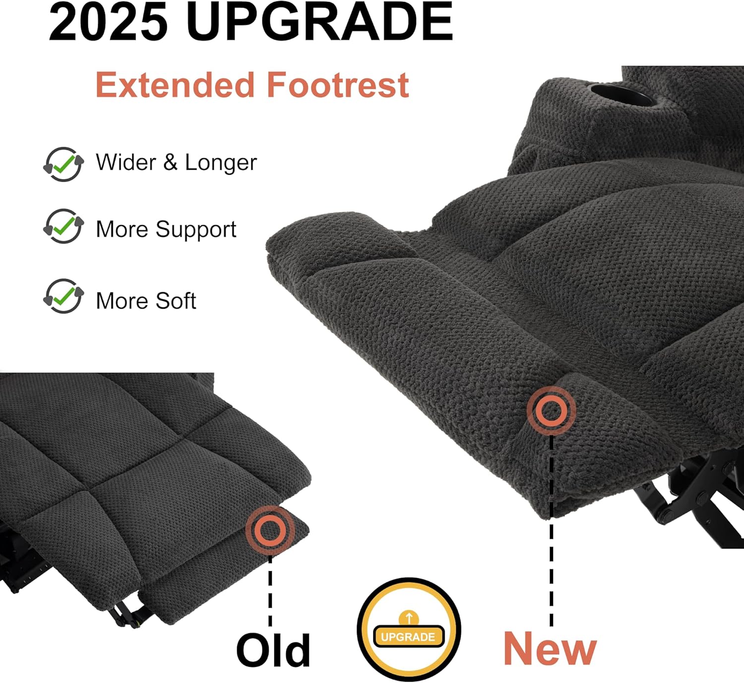 MCombo Zero Gravity 3 Seater Power Reclining Sofa, Heat and Vibration Massage, Recliner Couch for Living Room, Fabric 6035SET (Grey, 3 Seater)
