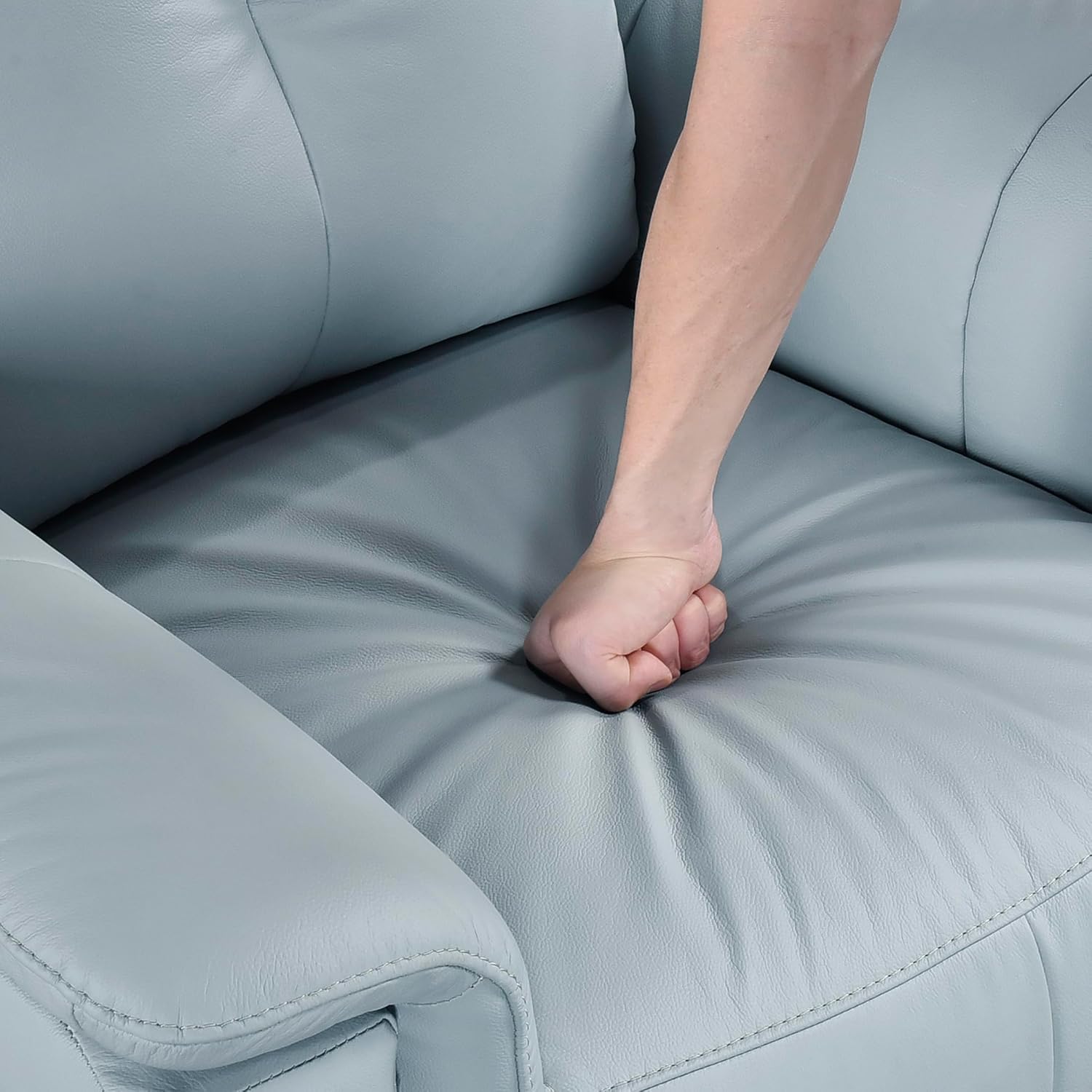 Lexicon Swivel Glider Recliner Chair, Comfy Nursery Glider, Top Grain Leather Match Recliner, Manual Reclining Chair for Living Room/Office/Apartment, Blue