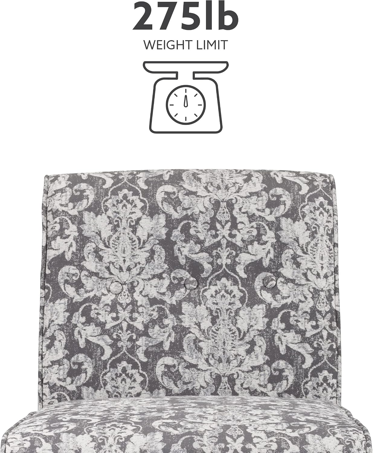 Linon Coco Accent Chair, Gray Damask
