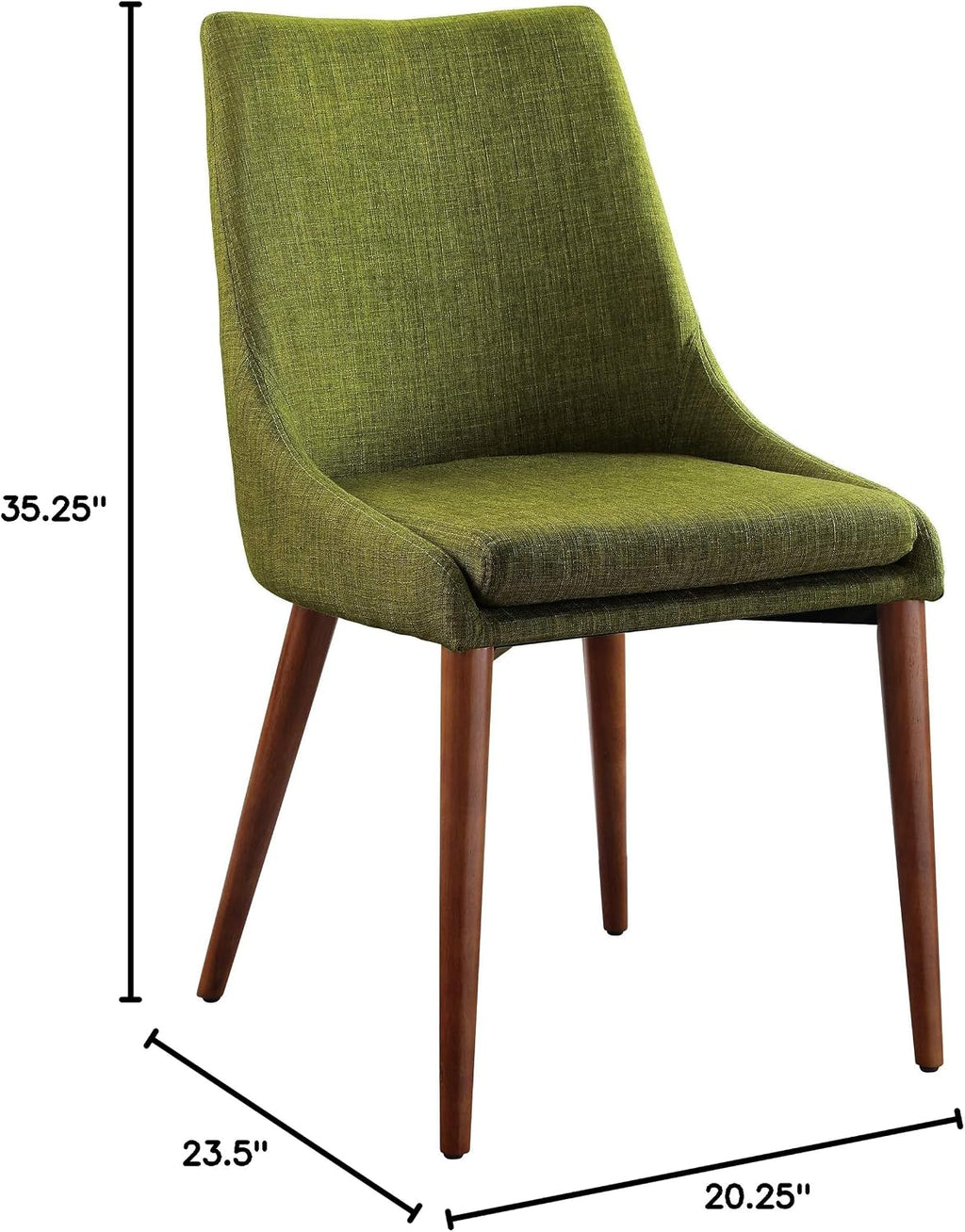 OSP Home Furnishings Palmer Mid-Century Modern Dining Chair, 2-Pack, Fabric, Green
