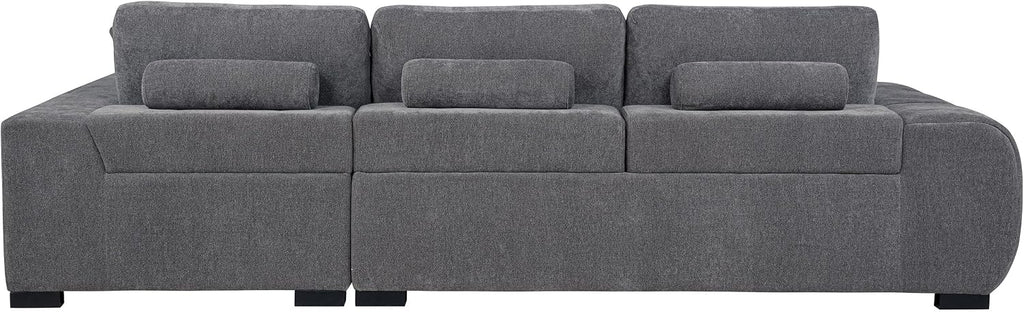Coaster Home Furnishings - Octavia - Fabric - Upholstered Sectional Sofa with Chaise, Grid Tufting and Accent Pillows - Living Room - Charcoal Grey - 509965