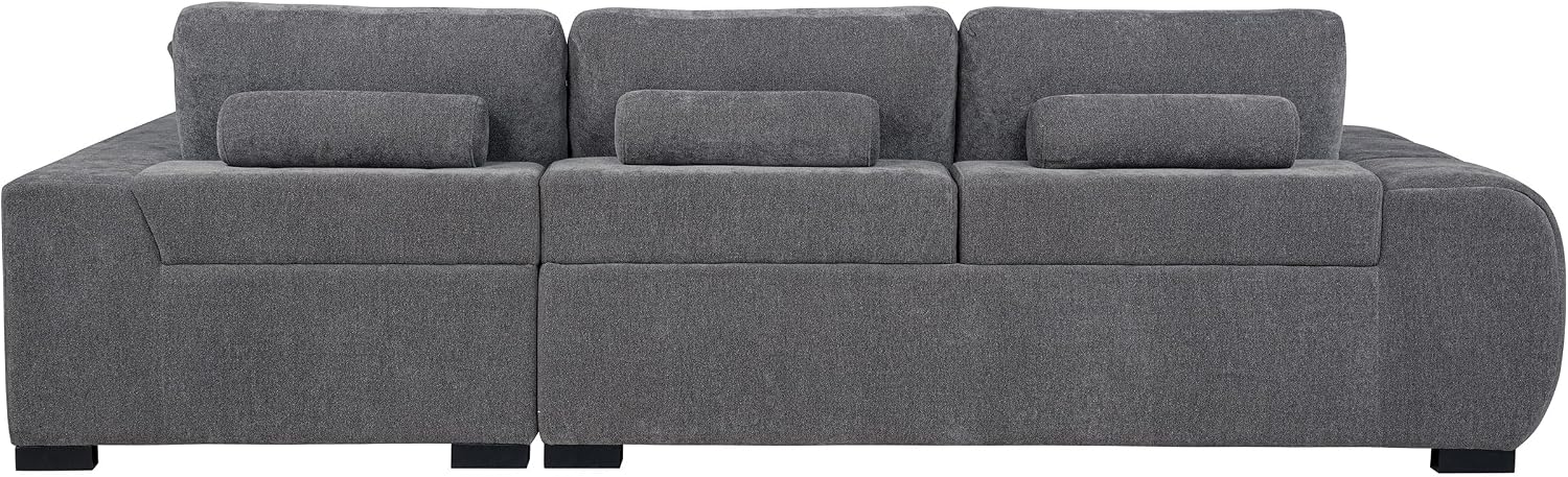 Coaster Home Furnishings - Octavia - Fabric - Upholstered Sectional Sofa with Chaise, Grid Tufting and Accent Pillows - Living Room - Charcoal Grey - 509965
