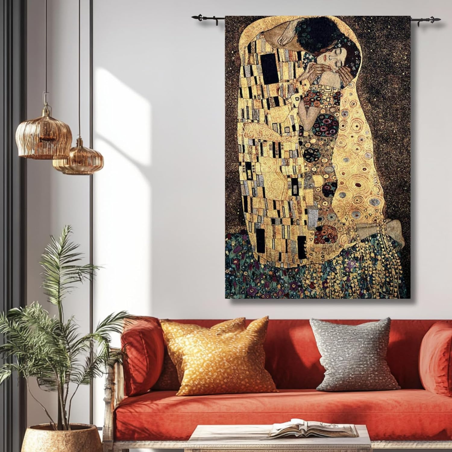 ORIMONY The Kiss by Gustav Klimt Woven Tapestry Wall Hanging, Large Vintage Medieval Tapestry for Room Aesthetic (80L x 54W)
