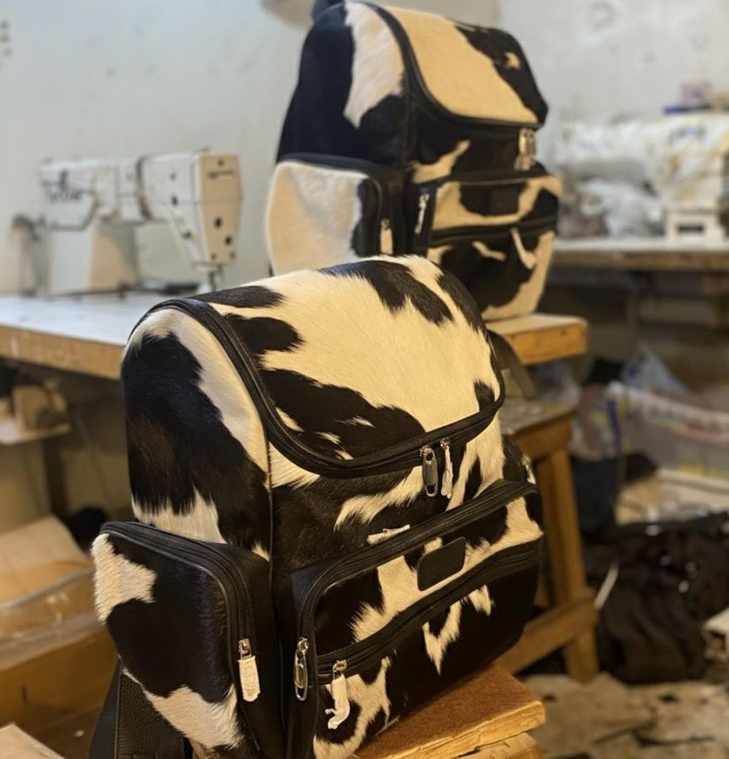 Leather Cowhide Backpack | Traveling Backpack Leather is for both Men and Women Special designed for, sports, Gym, black and white
