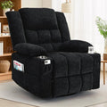 Korser 360° Swivel Rocker Recliner for Adult, Nursery Glider Recliners with Massage & Heating, Rocking Chair with Cup Holder, Manual Recliner Chair for Living Room, Bedroom (Black)