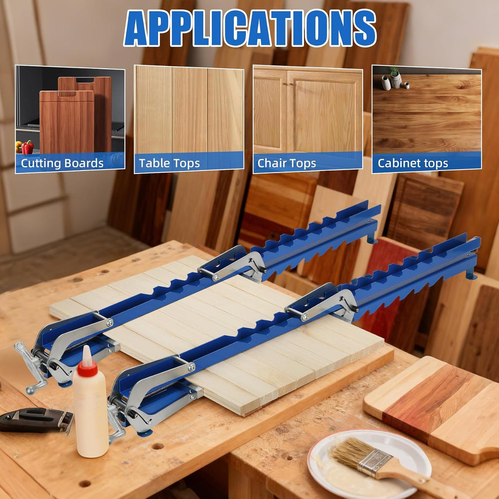 36 Inch Panel Clamps 2 Pack, 4-Way Pressure Steel Parallel Clamps Pre-installation Jigs Fit for 1/2' to 3' Cutting Boards, Tabletops, and Cabinet Cutting Board Clamps