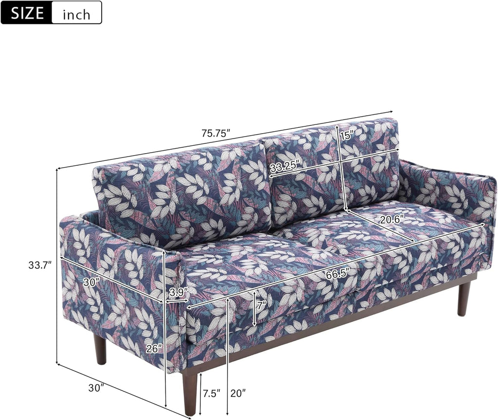 Christopher Knight Home Brena Modern Fabric Upholstered Loveseat Sofa, Wooden 2 Seater Sofa Couch with Deep Seat, Comfy Cloud Couch for Living Room, Bedroom, Home Office, Blue+White