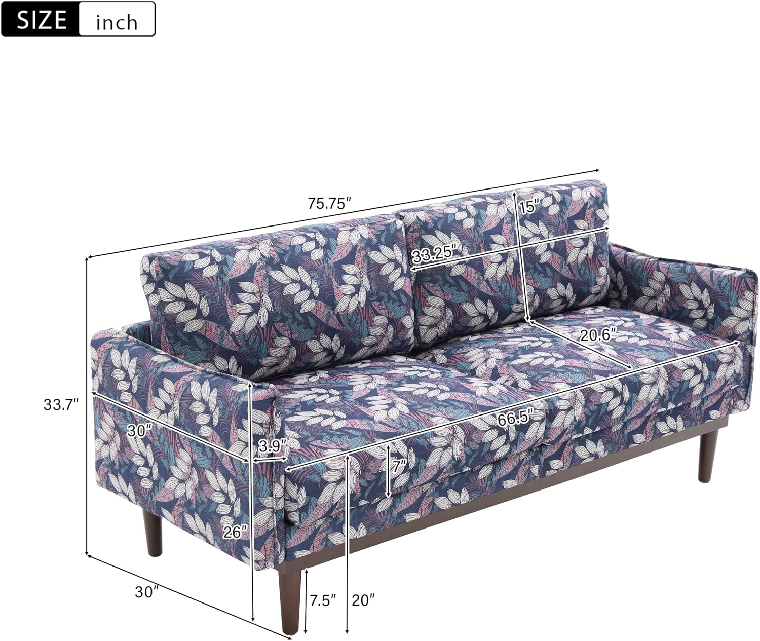 Christopher Knight Home Brena Modern Fabric Upholstered Loveseat Sofa, Wooden 2 Seater Sofa Couch with Deep Seat, Comfy Cloud Couch for Living Room, Bedroom, Home Office, Blue+White
