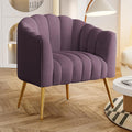 Dewhut Oversized Pumpkin Couch Accent Chair, Modern Comfy Velvet Upholstered Barrel Chairs, Luxury Single Sofa Armchair for Living Room, Waiting Room, Office and Vanity, (Purple)