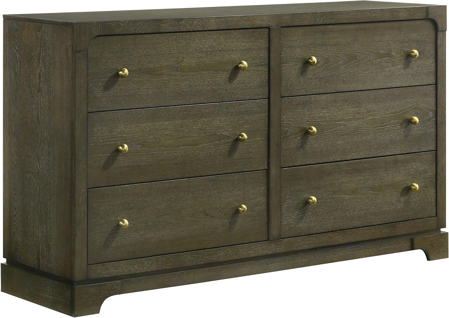 Coaster Home Furnishings - Gran Park - Wood - 6-Drawer Dresser with Brass Knobs, Felt-Lined Top, Rectangular Structure, Ball-Bearing Glides, Modern Classic Style - Bedroom - Dark Cocoa - 224933
