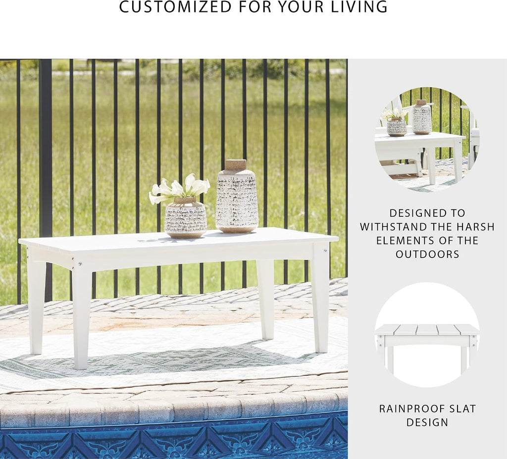 Signature Design by Ashley Hyland Wave Modern Weather Resistant HDPE Outdoor Coffee Table, White