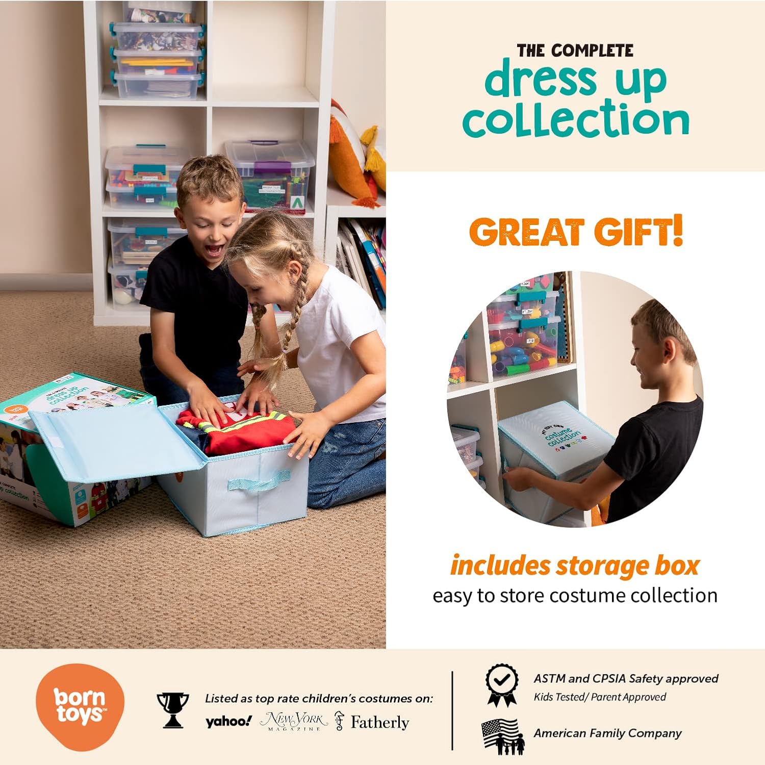 Born Toys Dress Up & Pretend Play Kids Costumes Set Ages 3-7, Washable Kids Dress Up Clothes for Little Girls & Boys